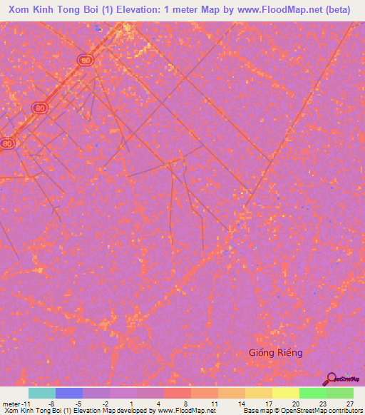 Xom Kinh Tong Boi (1),Vietnam Elevation Map