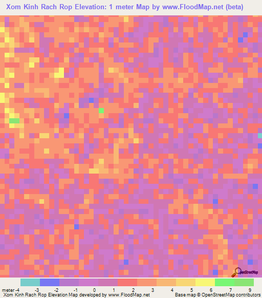 Xom Kinh Rach Rop,Vietnam Elevation Map