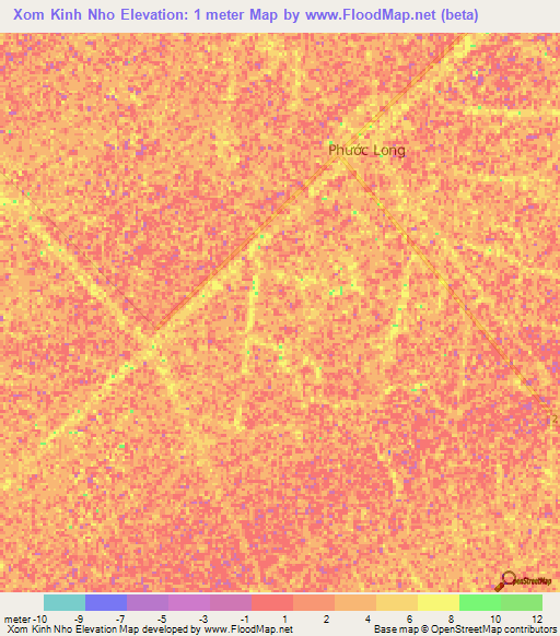 Xom Kinh Nho,Vietnam Elevation Map