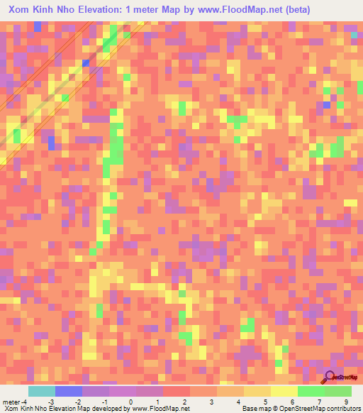 Xom Kinh Nho,Vietnam Elevation Map