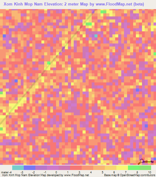 Xom Kinh Mop Nam,Vietnam Elevation Map