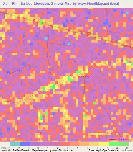 Xom Kinh Ba Beo,Vietnam Elevation Map