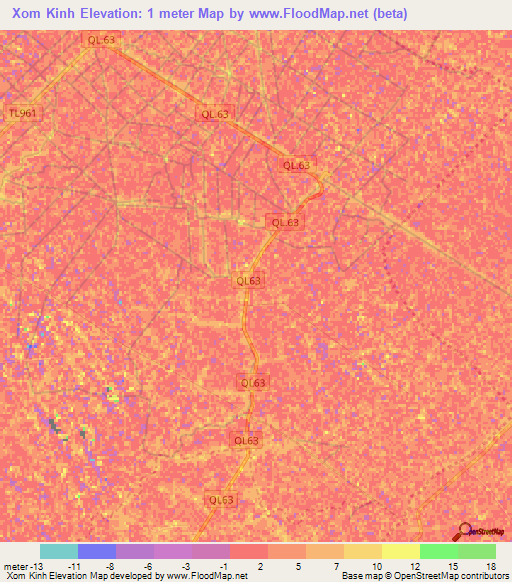 Xom Kinh,Vietnam Elevation Map