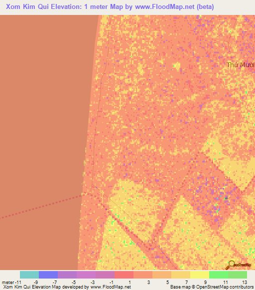 Xom Kim Qui,Vietnam Elevation Map