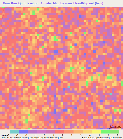 Xom Kim Qui,Vietnam Elevation Map