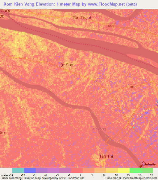 Xom Kien Vang,Vietnam Elevation Map