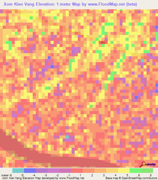 Xom Kien Vang,Vietnam Elevation Map