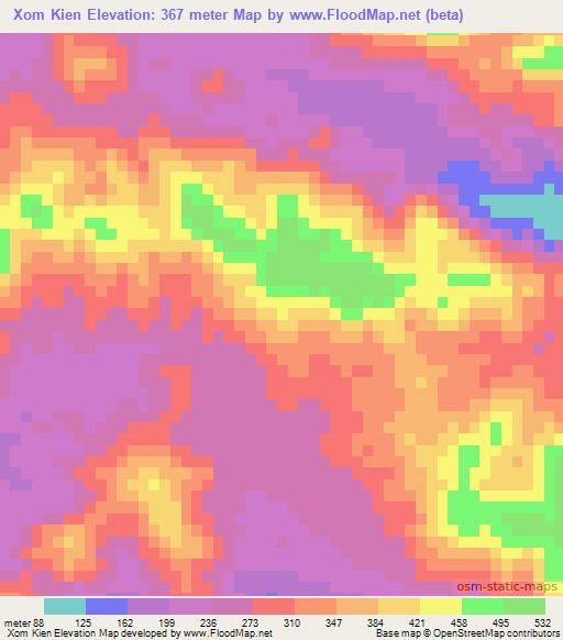 Xom Kien,Vietnam Elevation Map