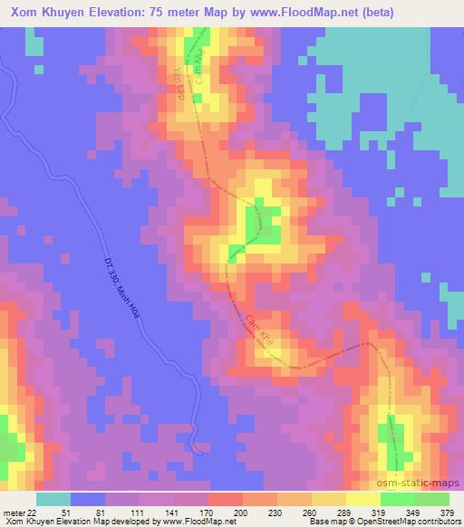 Xom Khuyen,Vietnam Elevation Map