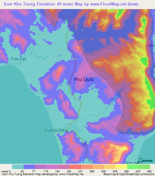 Xom Khu Tuong,Vietnam Elevation Map