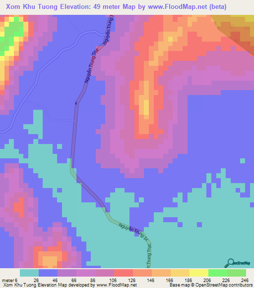 Xom Khu Tuong,Vietnam Elevation Map