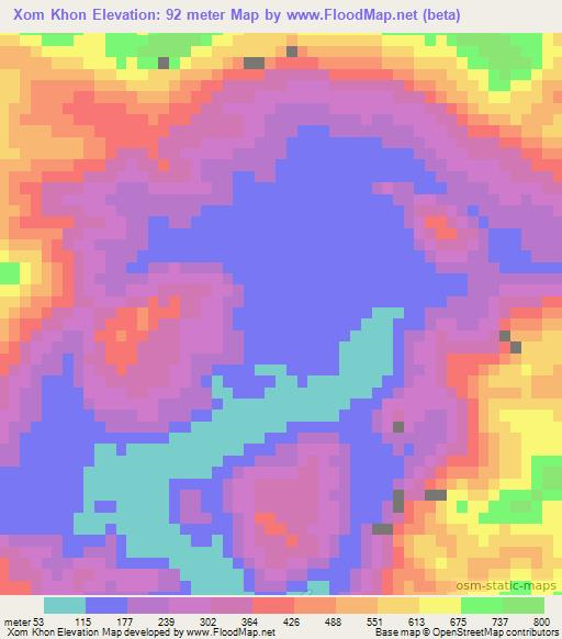 Xom Khon,Vietnam Elevation Map