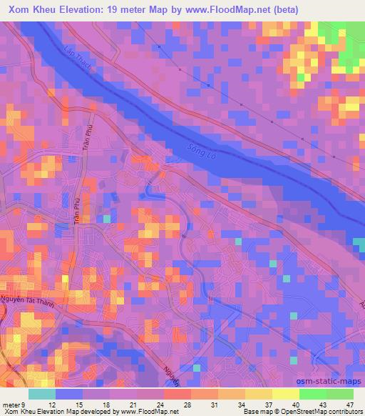 Xom Kheu,Vietnam Elevation Map