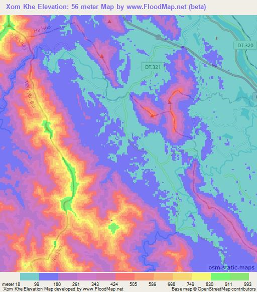 Xom Khe,Vietnam Elevation Map