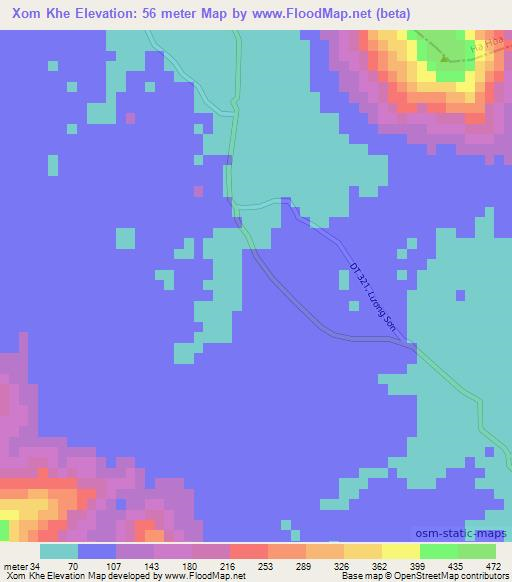 Xom Khe,Vietnam Elevation Map