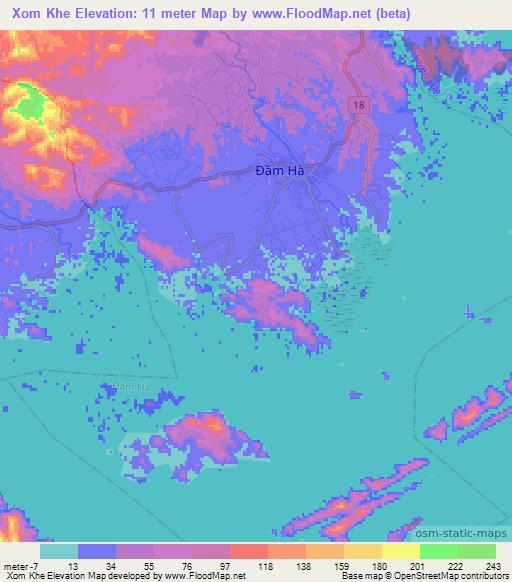 Xom Khe,Vietnam Elevation Map