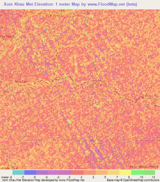 Xom Khau Met,Vietnam Elevation Map