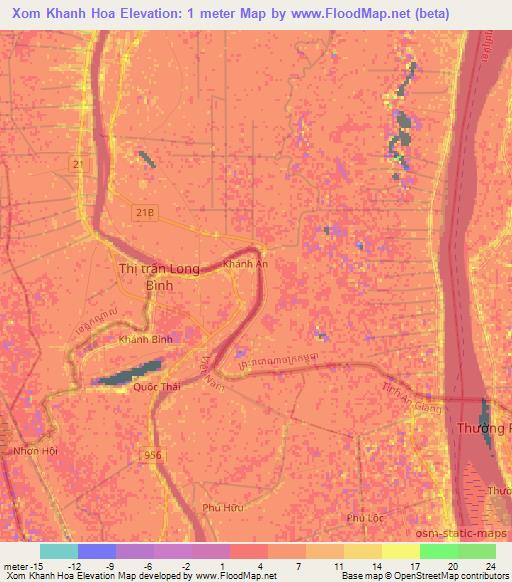 Xom Khanh Hoa,Vietnam Elevation Map