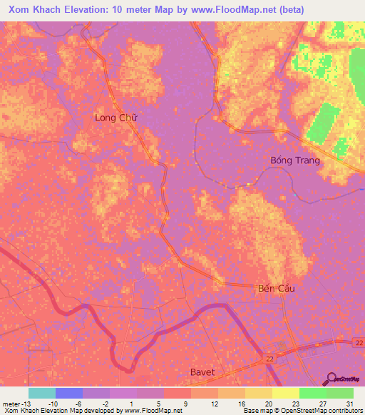 Xom Khach,Vietnam Elevation Map