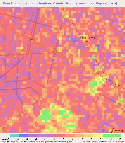 Xom Huong Viet Can,Vietnam Elevation Map