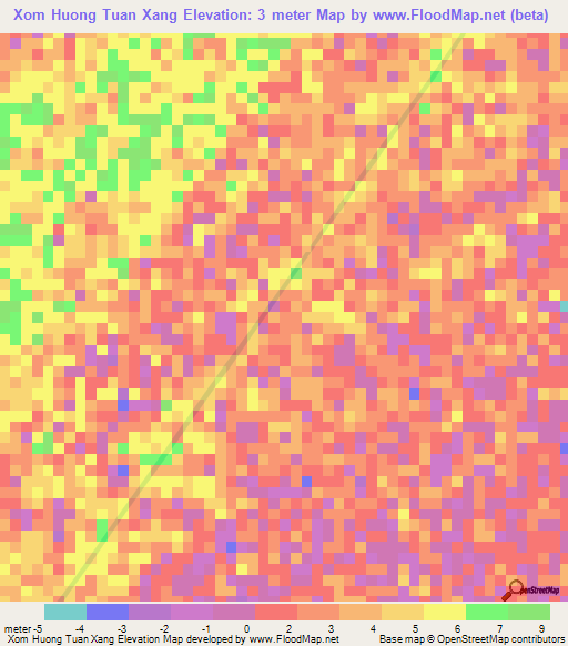 Xom Huong Tuan Xang,Vietnam Elevation Map