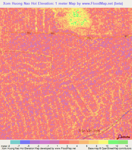 Xom Huong Nao Hoi,Vietnam Elevation Map