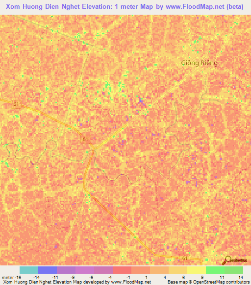 Xom Huong Dien Nghet,Vietnam Elevation Map