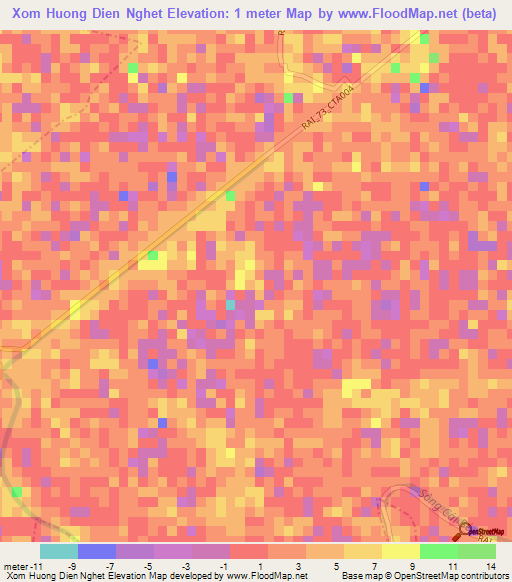 Xom Huong Dien Nghet,Vietnam Elevation Map