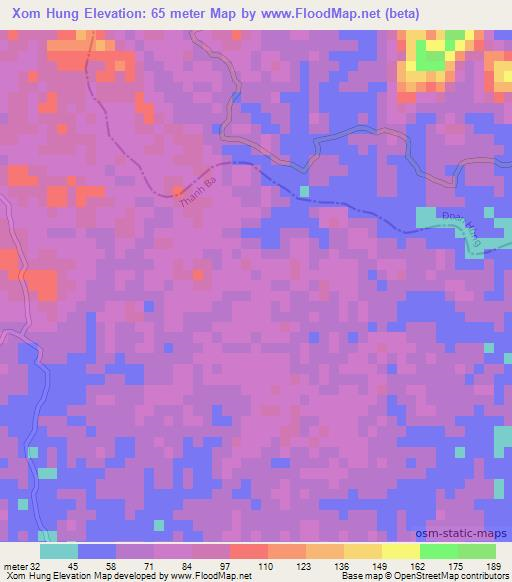 Xom Hung,Vietnam Elevation Map