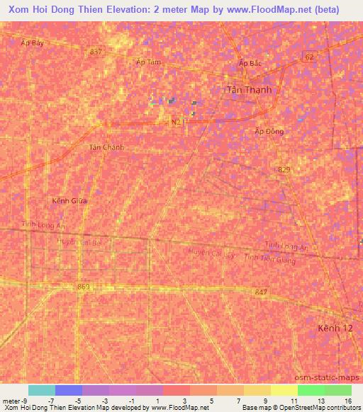 Xom Hoi Dong Thien,Vietnam Elevation Map