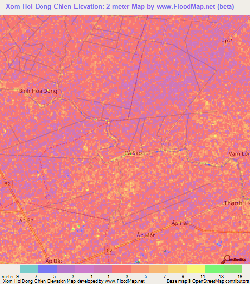 Xom Hoi Dong Chien,Vietnam Elevation Map