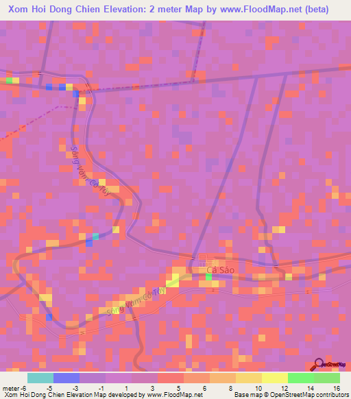 Xom Hoi Dong Chien,Vietnam Elevation Map