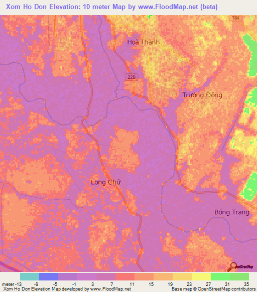 Xom Ho Don,Vietnam Elevation Map