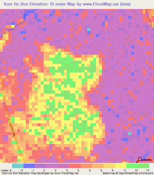 Xom Ho Don,Vietnam Elevation Map