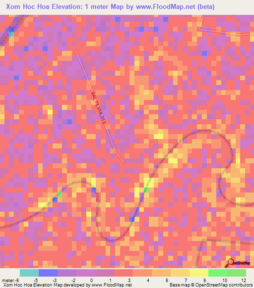 Xom Hoc Hoa,Vietnam Elevation Map