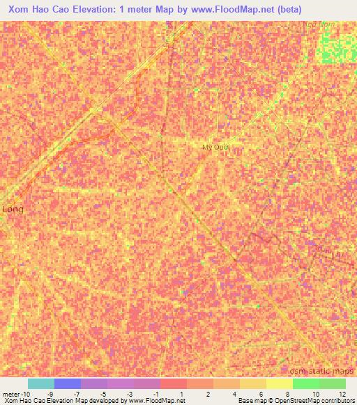 Xom Hao Cao,Vietnam Elevation Map