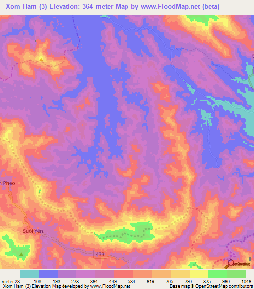 Xom Ham (3),Vietnam Elevation Map