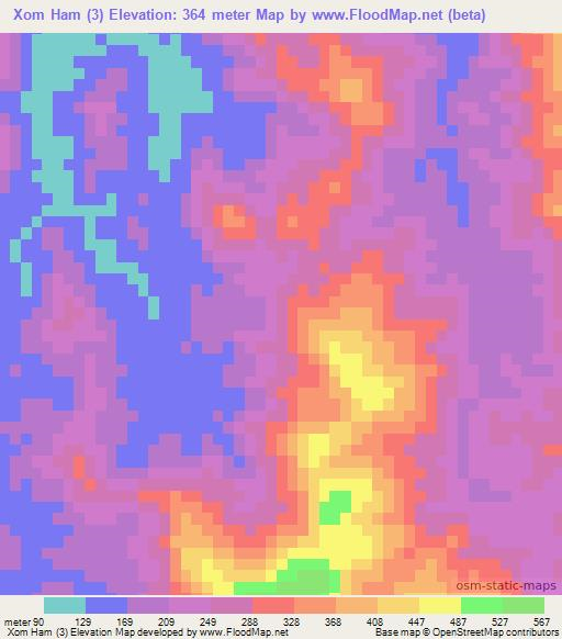 Xom Ham (3),Vietnam Elevation Map