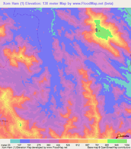 Xom Ham (1),Vietnam Elevation Map