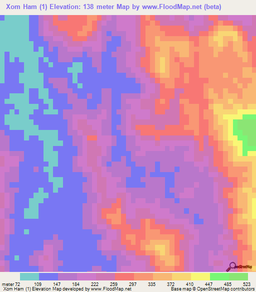 Xom Ham (1),Vietnam Elevation Map