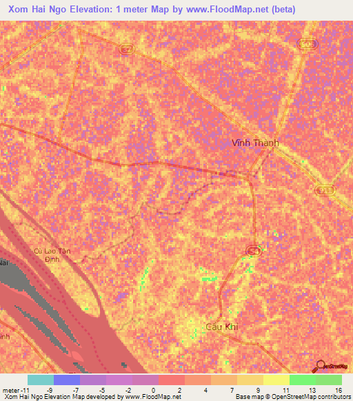 Xom Hai Ngo,Vietnam Elevation Map