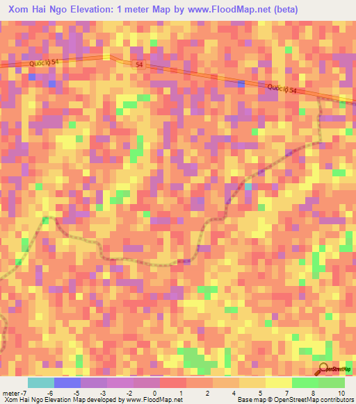 Xom Hai Ngo,Vietnam Elevation Map