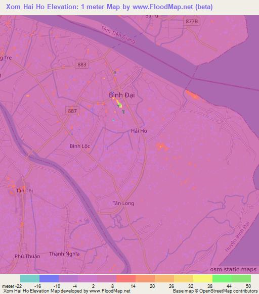 Xom Hai Ho,Vietnam Elevation Map