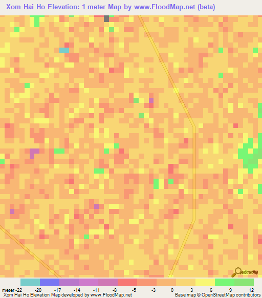 Xom Hai Ho,Vietnam Elevation Map