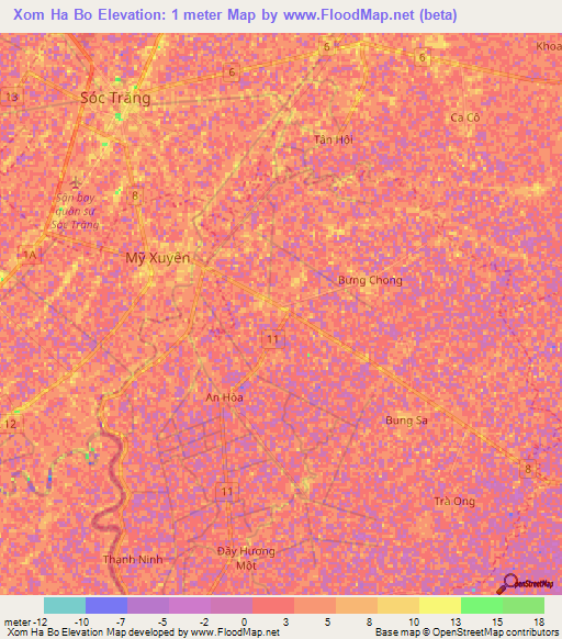 Xom Ha Bo,Vietnam Elevation Map