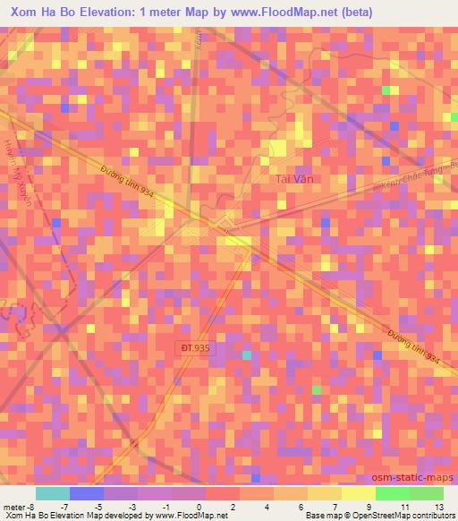 Xom Ha Bo,Vietnam Elevation Map