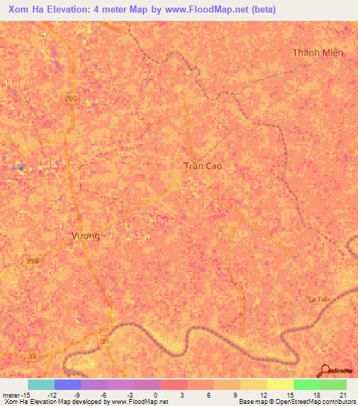 Xom Ha,Vietnam Elevation Map