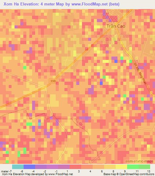 Xom Ha,Vietnam Elevation Map