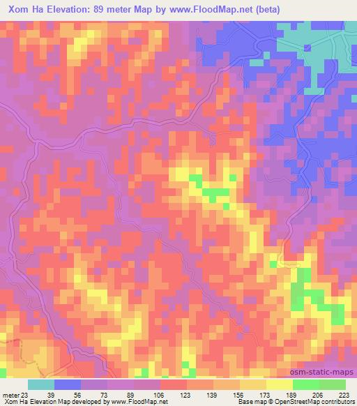 Xom Ha,Vietnam Elevation Map