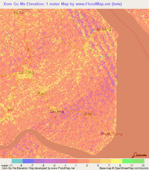 Xom Go Me,Vietnam Elevation Map